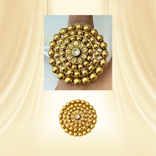 Classic Gold Bead Floral Statement Ring