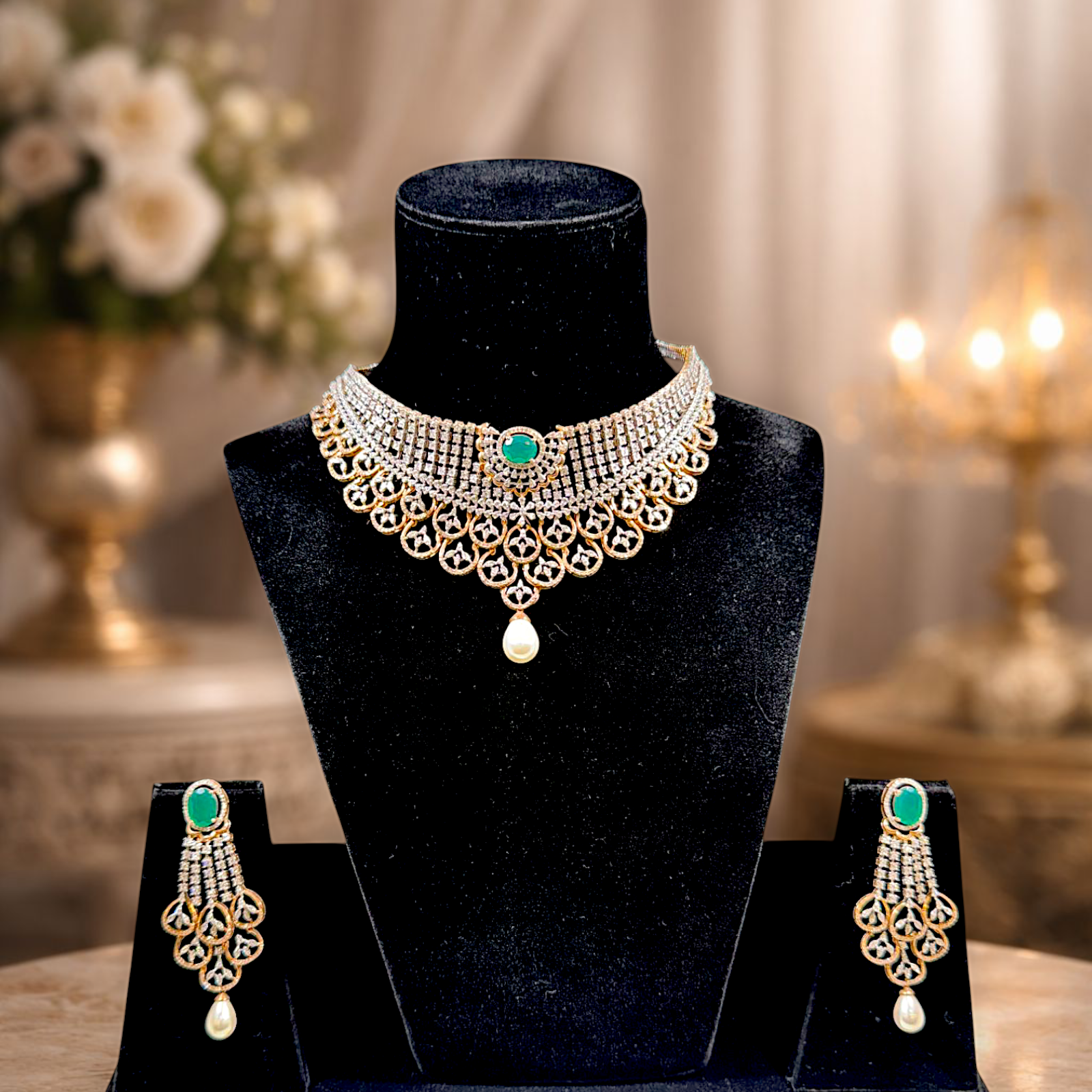 The Radiant Emerald Lace Set